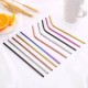 Gold eco friendly custom logo portable reusable drinking metal stainless steel straw with brush